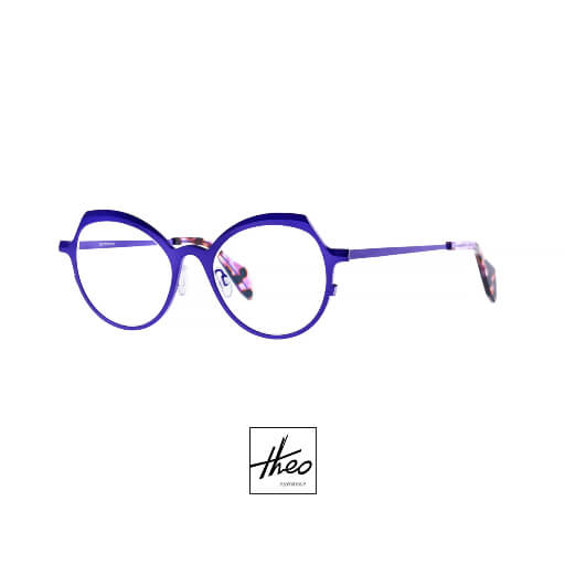 pair of theo purple eyeglasses