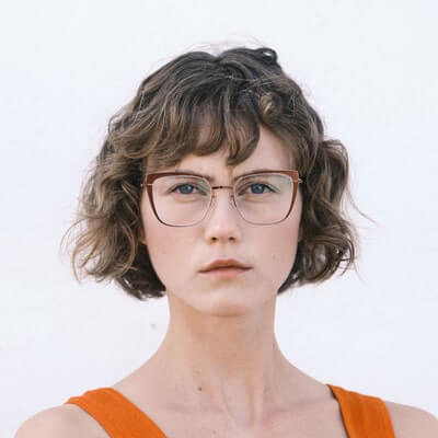 woman short hair wearing mykita eyeglasses 400x400 min