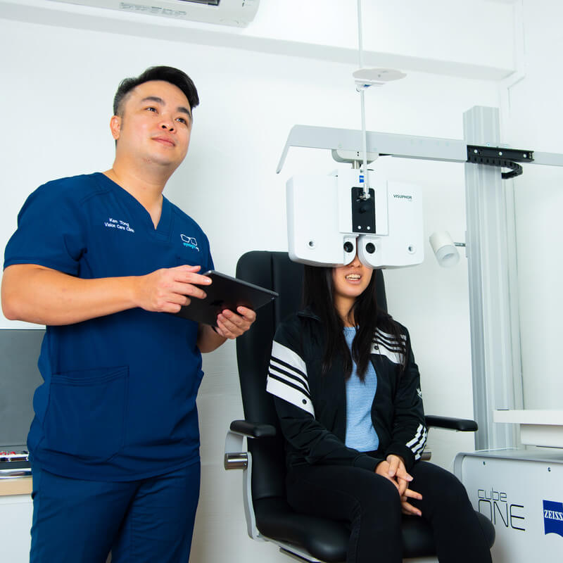 doctor and patient eye exam