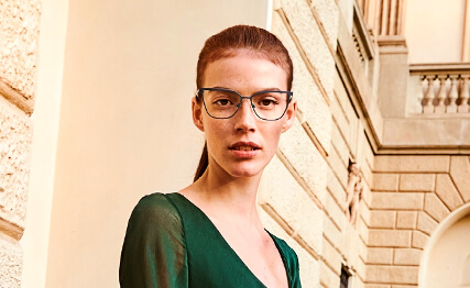 red hair woman wearing modo eyeglasses