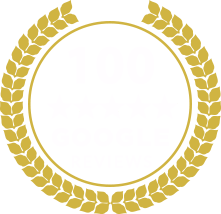 100 Reviews Badge White
