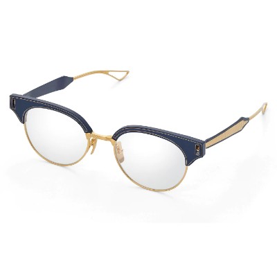 pair of grey and gold rimmed dita eyeglasses