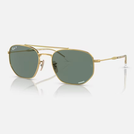 pair of gold and gray ray ban sunglasses