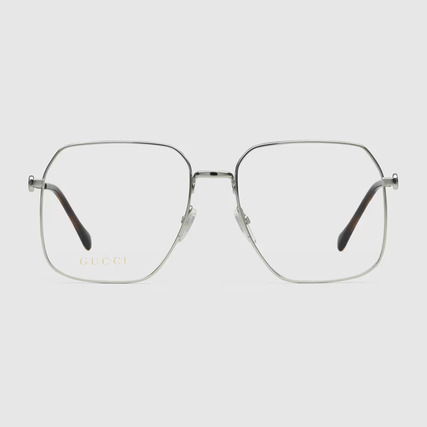pair of square silver rimed gucci eyeglasses