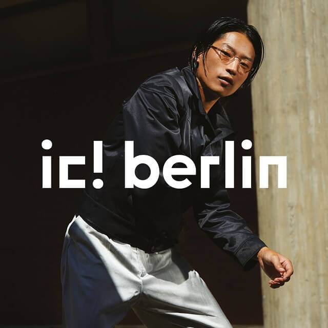 ic berlin male model eyeglasses logo