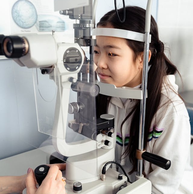 girl at an eye exam