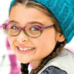 little girl wearing lafont kids eyeglasses 300x300