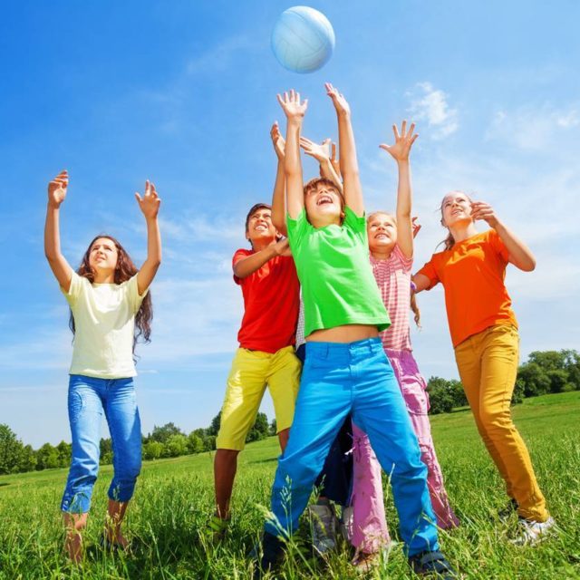 Kids Playing Ball Blue Sky 1280x853 640x640