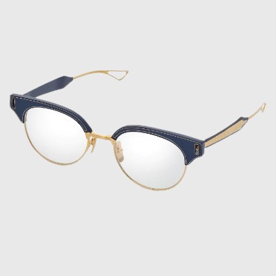 pair of dark grey and gold dita eyeglasses