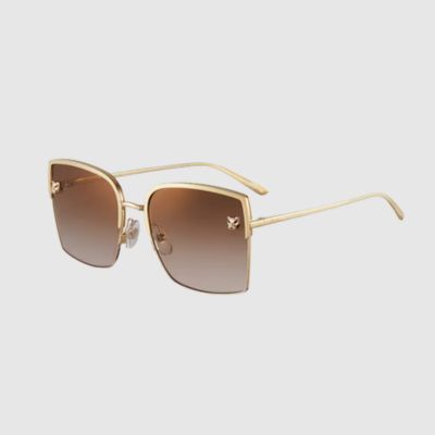 pair of square gold cartier sunglasses