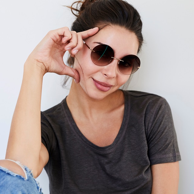Model wearing Dita sunglasses