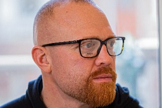 man wearing boss eyeglasses