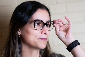 woman wearing prescription eyeglasses
