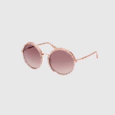 pair of round pink guess sunglasses