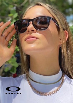 Model wearing Oakley sunglasses