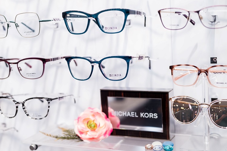 Eyeglasses on display