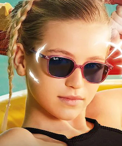 young blonde woman wearing ray-ban sunglasses