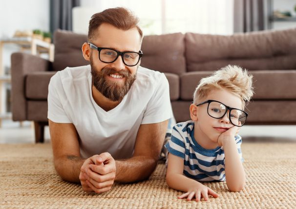family teacher father son wearing glasses Images