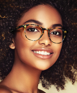 young ethnic woman wearing Dolabany eyeglasses