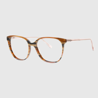 pair of wood brown lafont eyeglasses