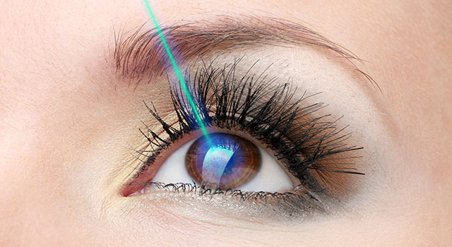 Laser vision correction. Woman's eye.