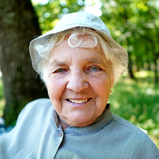 Older woman smiling at camera