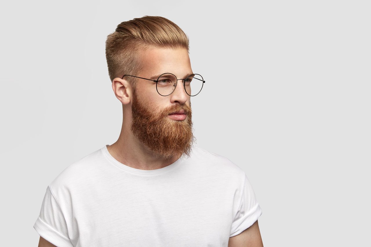 man beard glasses