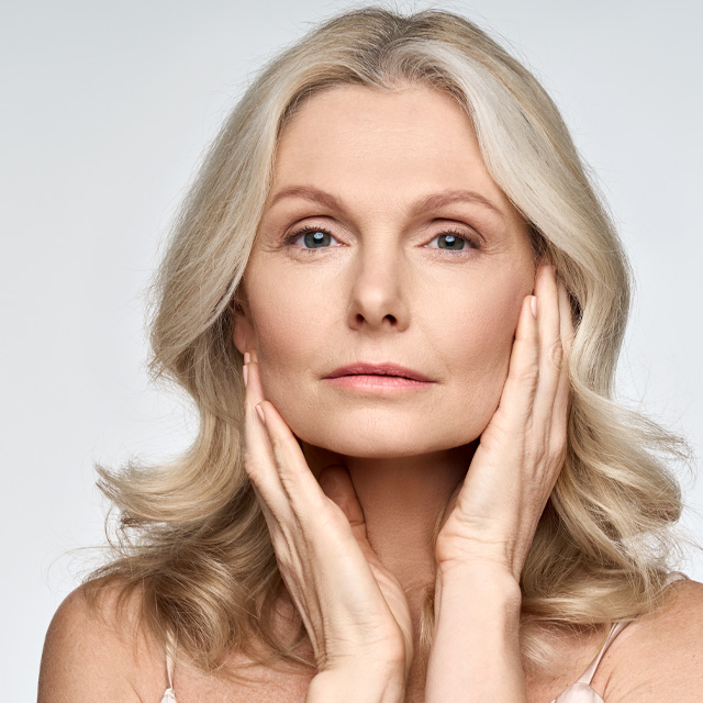 Botox on senior womans face