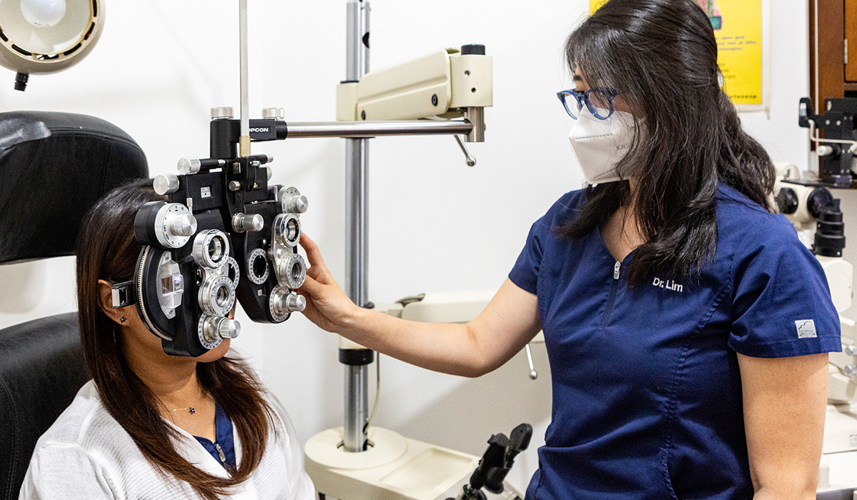 Dr Lim and Patient Eye Exam
