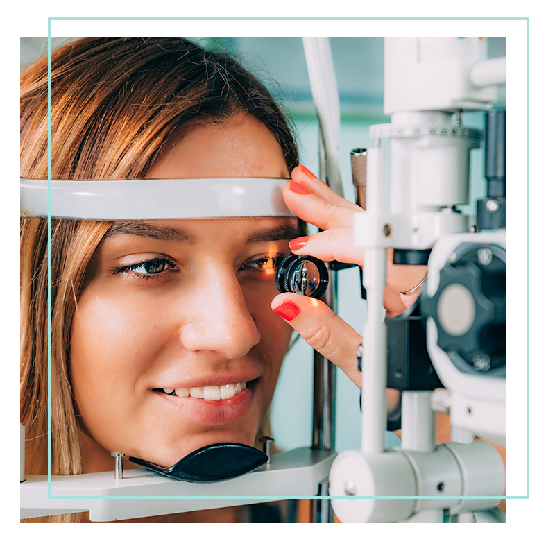 woman having eyes tested
