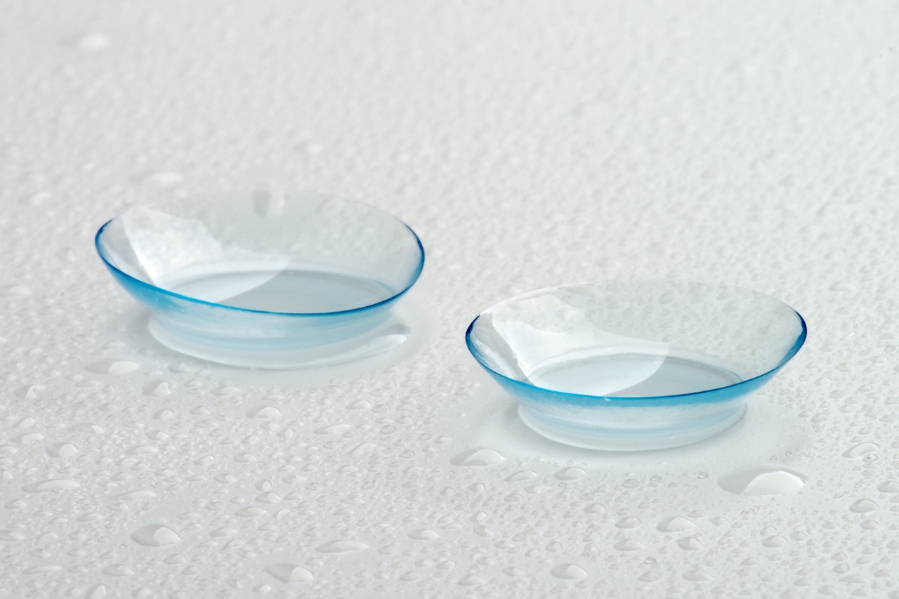 contact lenses on wet counter