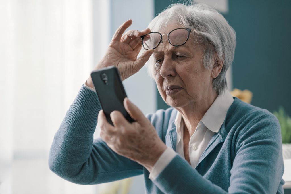 senior woman having vision problems