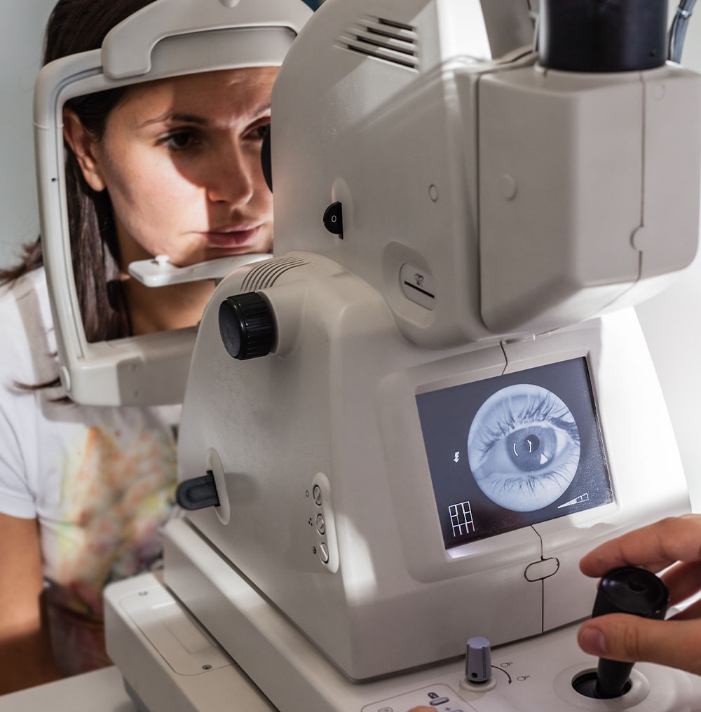 eye exam with womans eye