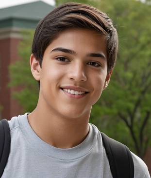 portrait of male high school student outside