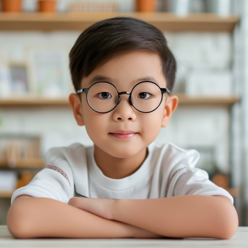 Cute Asian Boy wearing glasses