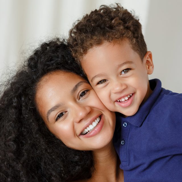 happy mother and son portrait