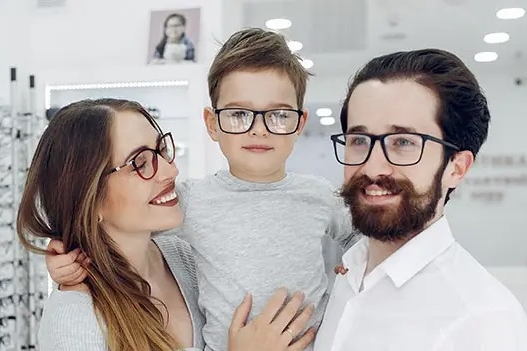 family wearing eyeglasses