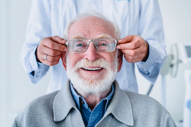 Senior man at eye exam