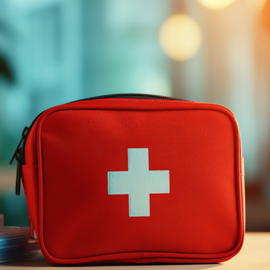 First aid kit bag red
