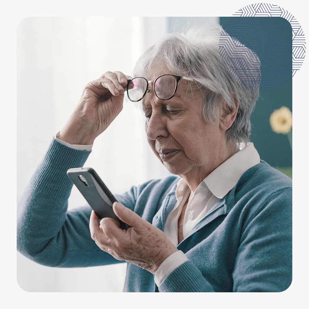 Senior woman having vision problems