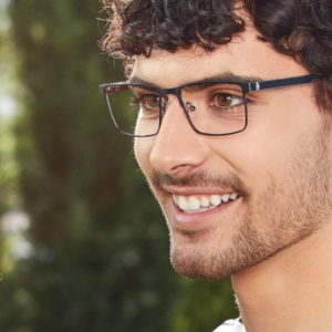 happy man wearing superflex eyeglasses