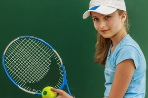 Eye care, teenage girl with a tennis racket, in San Diego, CA