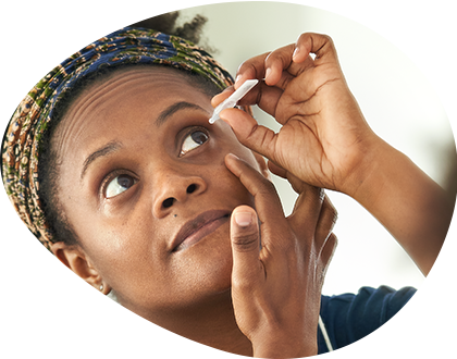 Woman using cequa for dry eye disease