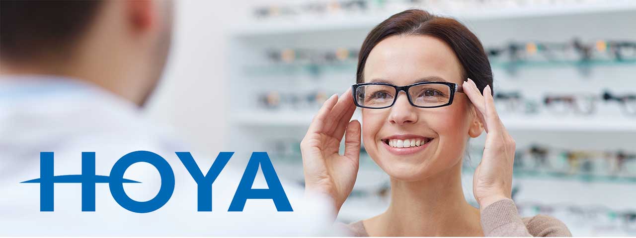 optometrist, woman selecting her hoya lenses in Bolton, ON