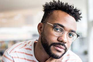 African American man wearing glasses