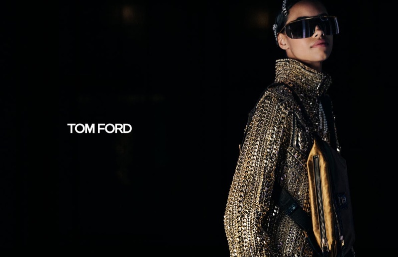 woman wearing Tom Ford sunglasses