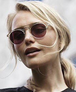 Model wearing Lindberg sunglasses
